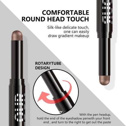 Mocha Shimmer Cream Eye Shadow Stick Makeup for Women, Mocha Shimmer Matte Eye Shadow Brightener Stick for Eyes, Long-lasting Waterproof Eyeshadow Pencil Applicator Blendable for Eye Highlight 14