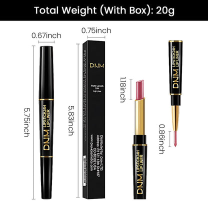 Kaely 2-in-1 Natural Pink Metallic Shine Shimmer Lip Liner & Lipstick Combo Set Kit for Women, Lightweight Hydrating Formula High Impact Full Coverage Lipstick and Lip Liner Makeup Gloss 20