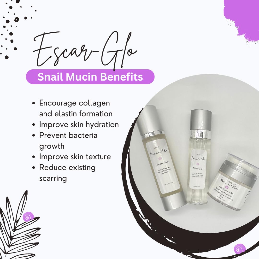 Trio Snail Mucin Unscented Cleanser, Toner and Moisturizer Skin Care Set, White