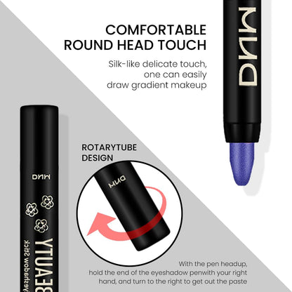 evpct Blue Shimmer Cream Eye Shadow Brightener Sticks Set for Eyes, Blue Shimmery Pencil Eye shadow Applicator Stick Pen Palette Makeup Waterproof sombras en crema para ojos 32#