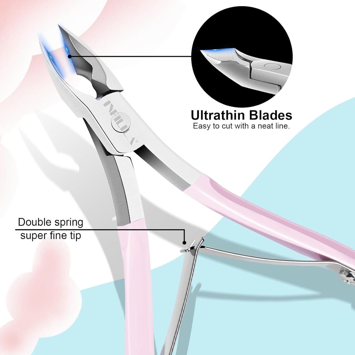 NXJ INFILILA Cuticle Remover Kit 4Pcs, Cuticle Remover Cuticle Trimmer Set Cuticle Pusher Nail Scraper Professional Pedicure Manicure Nail Tools Gift for Women Nail Tech Supplies