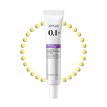 ANUA Retinol 0.1 Caffeine Revitalizing Eye Cream, Under Eye Cream For Hydration, Glow Up Eye Contour, Niacinamide, Retinol For Face, Night Cream For Eye Care, Korean Skin Care (30g/1.05oz)