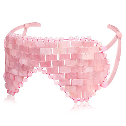 Quartz Eye Mask, Rose Jade Eye Mask Natural Crystal Sleep Mask, Eliminate Wrinkles Puffiness Headache and Migraine Relief Mask (#2-rose quartz)