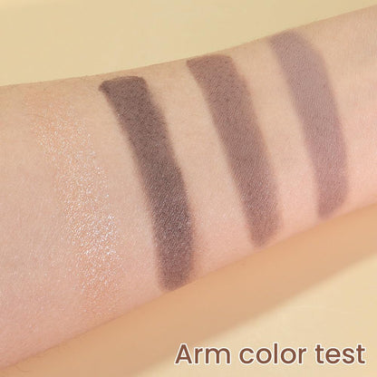 4 Colors Matte Shimmer Eyeshadow Palette for Eye Makeup, Rose Gold Dark Brown Gray Eyeshadow Quads Velvety Pigmented Blendable Matte, Talc-Free