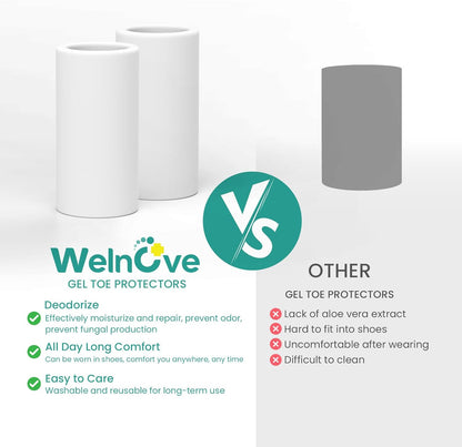 Welnove Toe Protectors – 12-Pack Silicone Toe Sleeve Toe Covers for Hammer Toes, Corns, Blisters, Toe Guards Sleeves and Toe Cushions for Pain Relief (Small)