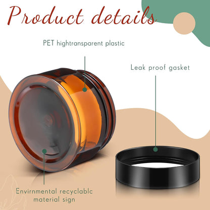 Patelai 4 Pieces Round Wide-mouth Leak Proof Plastic Container Jars with Lids for Travel Storage Makeup Beauty Products Face Creams Oils Salves Ointments DIY Making(1 Ounce,Amber)