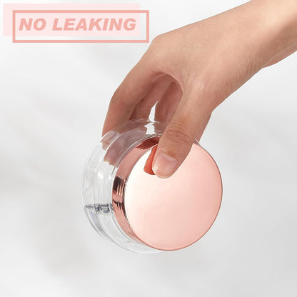 Tessco 24 Pack Plastic Jars with Lids Labels Empty Clear Plastic Jars Round Refillable Cosmetic Containers Body Butter Containers Bulk Sugar Scrub Bottle for Make Up(5 oz,Clear, Rose Gold)