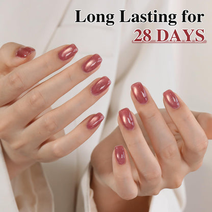 Double Rhythm 0.5 OZ Cat Eye Gel Polish with Magnet 15ML Holographic Glitter Shimmer Translucent Jelly Color Magnetic Nail Polish Salon DIY at Home (Rose Coffee-MC1272)