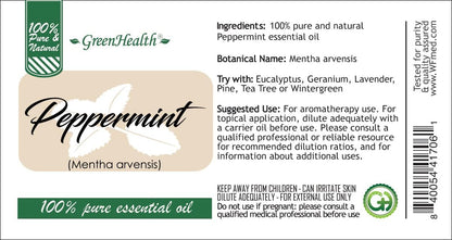 2 (Two) Bottles - 16 fl oz Peppermint Essential Oil (100% Pure & Uncut), Aluminum Bottle - GreenHealth