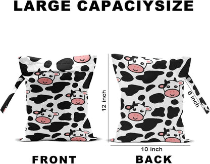 Cow Gifts for Women, 2Pcs Wet Bags, Wet Dry Bag Reusable for Swimsuit, Travel, Diapers, Pool, Beach, Dirty Yoga Gym Clothes, Toiletries, Makeup Bag, Waterproof Goose Cow Print Stuff Birthday Gifts