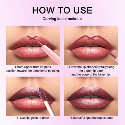 Kaely 2-in-1 Dark Wine Red Metallic Lipstick and Lip Liner, Shimmer Liquid Metallic Lipsticks for Women, Glitter Lip Gloss Stain Long Lasting Waterproof Smudge Proof 24 Hour, Vegan Makeup, 03