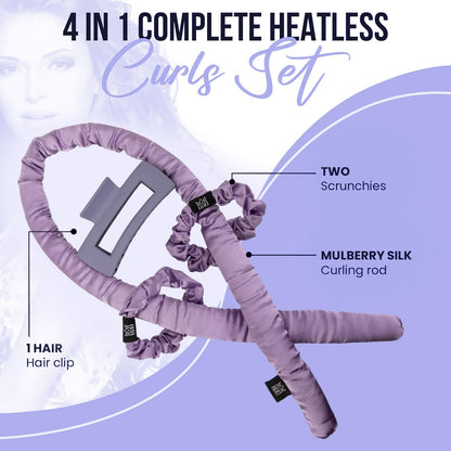 Heatless Hair Curler, Satin Hair Rollers for Heat less Curls Overnight, Premium Satin for No Heat Curls, Overnight Heatless Curling Rod to Sleep In, Silky Curlers with Clip and Scrunchies