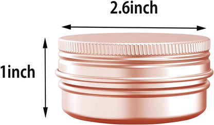 2 Ounce Aluminum Tin Jar with Screw Cap 60mL Tin Cans Refillable Containers for Cosmetic, Lip Balm, Cream, Lotion, Balms, Spices, Salve, Rose Gold 12 Pcs.