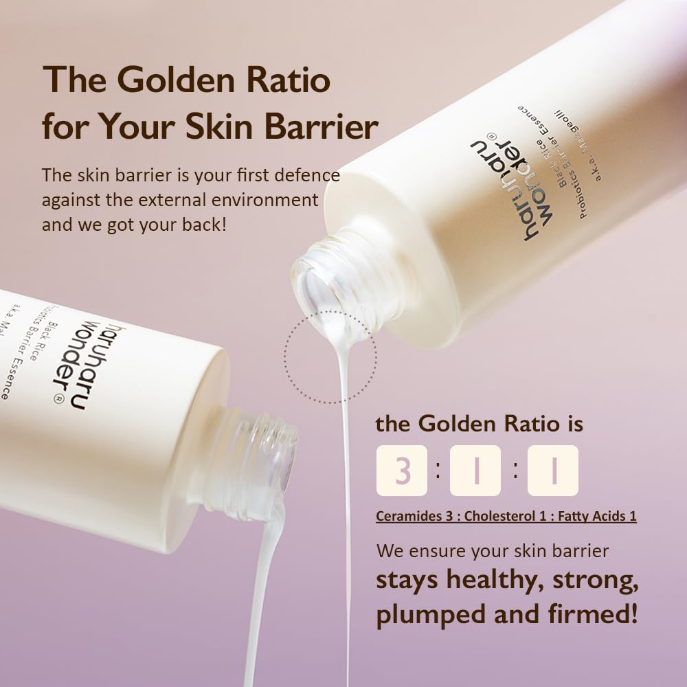 haruharu wonder Black Rice Probiotics Barrier Essence 4.05 fl. oz., Essence Toner to Strengthen Skin Barrier with Ceramides, Fermented Ingredients, Soothing, Moisturizing, Plumping, White