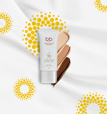 LifeCell Hydrating Antioxidant SPF 30 Tinted Anti-Aging BB Cream – Medium Shade – Physical Sunscreen with Zinc Oxide for Wrinkle Prevention, Dark Spot Defense – 1oz