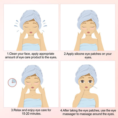 1 Pair Reusable Eye Patch, Silicone Reusable Eye Gel Pads Eye Wrinkle Patches Under Eye Mask, Plump Fine Lines & Wrinkles with Metal Eye Cream Applicator & Tin Case (Cream Color)