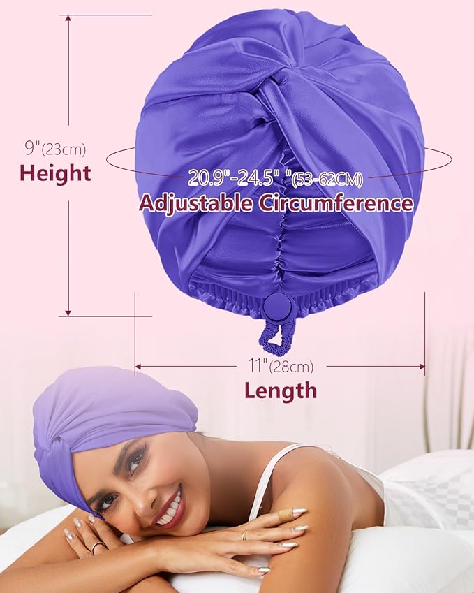 Adjustable silk satin hair bonnet