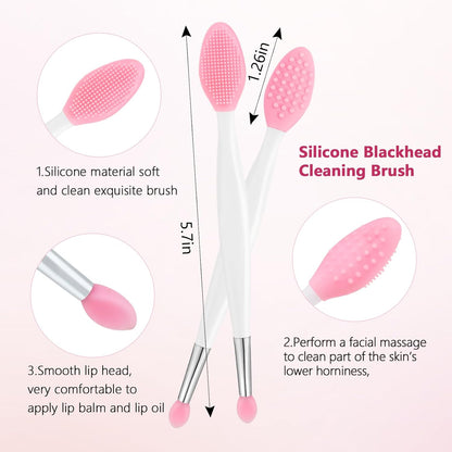 Silicone Face Scrubber, 2pcs Exfoliating Lip Brush, 1pcs Cleansing Brush,2pcs Face Mask Exfoliator Blackhead Skin Care Tool