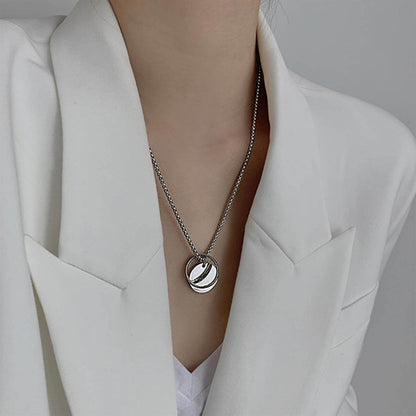 Punk Circle Choker Necklace Coin Disc Pendant Necklace Hiphop Open Circle Necklace Long Silver Hollow Circle Necklace Jewelry for Women and Girls