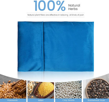 Heating Pad Microwavable with Washable Cover, 8 x 12 Multipurpose Microwave Heating Pad for Neck and Shoulders, Moist Heat Bean Bag Warm Compress for Knee, Muscles, Joints, Wrist (Light Blue)