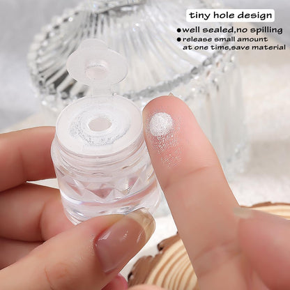 White Chrome Nail Powder, 1Box Pearl Chrome Powder, Opal Rubbing Dust, Glazed Donut Nails Powder, Pearlescent Shell Aurora Pigment, Iridescent Glitter Mirror Pigment Home Manicure Accessories