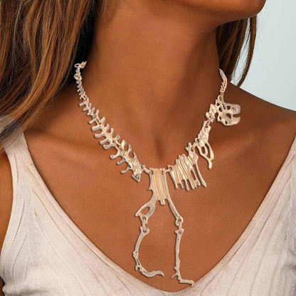 Punk Long Pendant Necklace Dainty Dinosaur Necklace Chain Fashion Gold Necklaces Halloween for Women