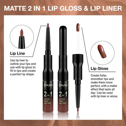 evpct 1Pcs Nuetral Nude Matte Lip Liner & Liquid Lipstick Stain Makeup Set for Women, Nude Lip Liner Stain Long Lasting Waterproof Smudge Proof, Cruelty Free Lip Stick Makeup 24 hours originales, 61
