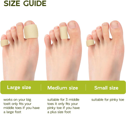 Bukihome Cuttable Toe Tubes Sleeves - Foam Toe Protectors for Corns, Calluses, Blisters - Fabric & Breathable Gel Lining Toe Sleeve Protectors Relief Pressure Pain - 3 Count, White