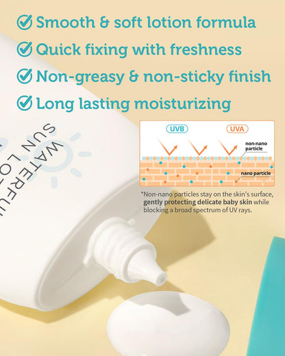 Sun Lotion SPF 40 & Sun Stick SPF 50-100% Zinc Oxide Mineral Sunscreen - No White Cast - Vegan Reef-Safe for Babies Kids Adults - Korean Skincare, 2.82oz & 0.49oz