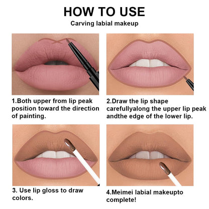 evpct 3Pcs Chocolate Nude Brown True Nude Matte Lip Liner & Liquid Lipstick Stain Makeup Set for Women, Lip Liner Stain Long Lasting Waterproof Smudge Proof, Cruelty Free Lip Makeup 24 hours originale