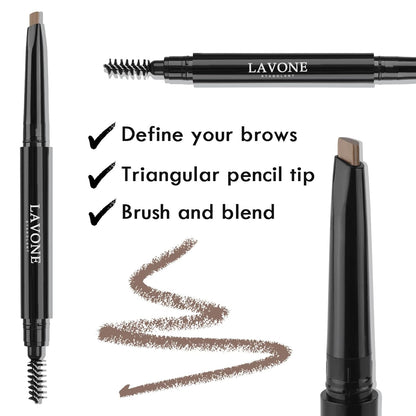 LAVONE Eyebrow Stamp Pencil Kit for Eyebrows Makeup, with Waterproof Eyebrow Pencil, Eyeliner, Eyebrow Pomade, and Dual-ended Eyebrow Brush - Espresso