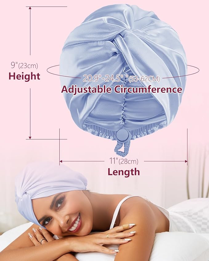 Adjustable silk satin hair bonnet
