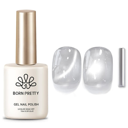 Born Pretty Magnetic Gel Nail Polish Flowing Light White Cat Magnetic Eye Gel Nail Polish White Auroras Cat Magnetic Eye Gel Polish Nail Art Vanish 15ML