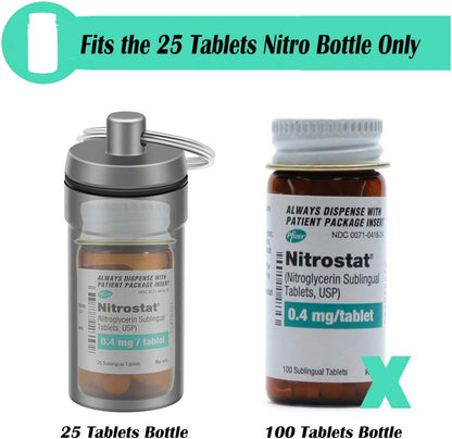 3 Packs Waterproof Aluminum Pill Fob Container, EFFIET Nitro Bottle Holder Nitroglycerin Pill Case Emergency Keychain Pill Holder for Medicine Organizer Dispenser (Silver-Matt-Red)