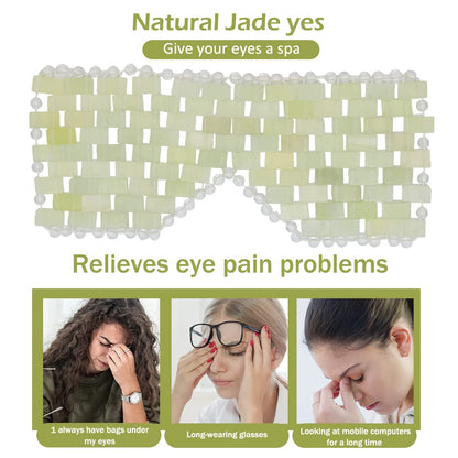 Jade Face Mask, Relief Jade Eye Mask, Natural Jadestone Eye Mask, Skin Care Massage Tool for Swollen, Eliminate Wrinkles, Dark Circles