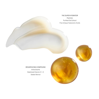 U Beauty Resurfacing Compound + Super Hydrator Set, Vitamin C Serum with Retinol, Vit E, Aha Exfoliant, Hyaluronic Acid for Daily Anti-Aging