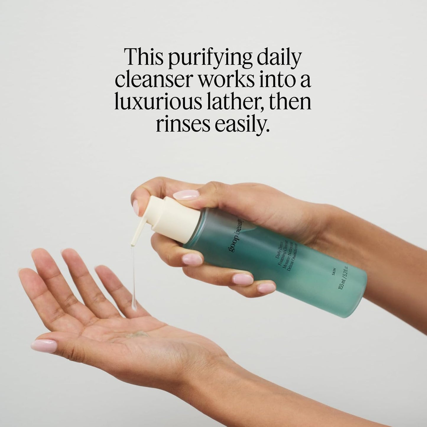 goop Beauty Daily Detox Foaming Cleanser | Hydrating Face Wash to Remove Makeup, Oil, & Dirt | Malachite, AHAs, & Glycerin | 5.2 fl oz