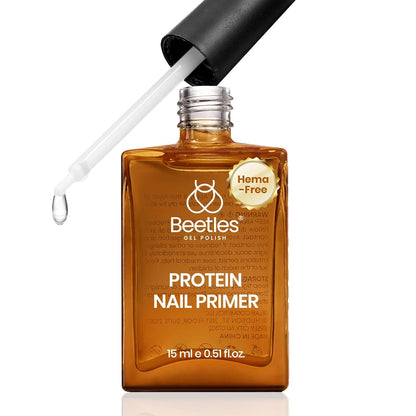 Beetles Nail Primer 15ml Protein Nail Prep for Gel Nail Polish, Upgraded Formula 2 in 1 Nail Bond No Lifting, Peeling, HEMA Free & Acid Free for False Nail Tips Acrylic & U V Gel Gifts for Women