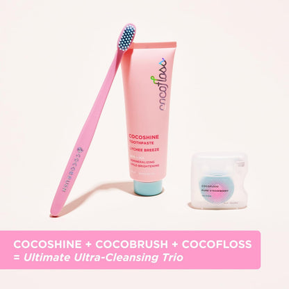 Cocofloss Cocoshine Whitening Toothpaste, Remineralize & Repair Sensitive Teeth, Fluoride-Free with n-HA, Kid-Friendly, Lychee Breeze, 3.4 oz
