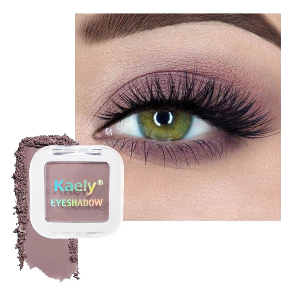 Kaely Taupe Single Eyeshadow Makeup, Blendable Neutral Powder Eye Shadow for Older Women, Lavender Plum Purple Mauve Matte Eyeshadow Palette for Green Eyes Pigmented Waterproof, sombras para ojos, 05