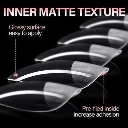 AILLSA Ballerina Nail Tips Clear Gelly Full Cover Nail Tips Pre-Shaped Acrylic Press on False Nails tips for Nails Extension Home DIY Salon Manicure 216PCS 12 Sizes