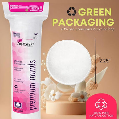 Swisspers premium cotton rounds ??100