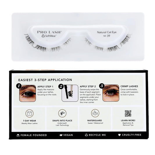 Pro Lash SoftWear Clean Girl Mini Lash Clusters Kit - Natural-Looking, Lightweight Lashes - 7-Day Cluster Eyelash Extensions - Waterproof Lashes Clusters - Single Set - Cat Eye No. 39