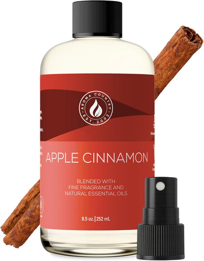 Aroma Country Apple Cinnamon Diffuser Oil - Luxury Essential Oils for Diffuser Refill & Air Freshener Room Spray - Long-Lasting & Natural Home Fragrance, Apple Cinnamon Scented Oil (8.5 Fl. oz)