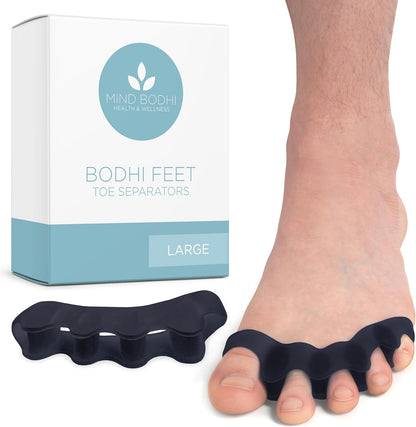 Mind Bodhi Toe Separators/Toe Spacers - For Men and Women - Correcting Bunions and Restoring Toes to Their Original Shape - Large Size – Black