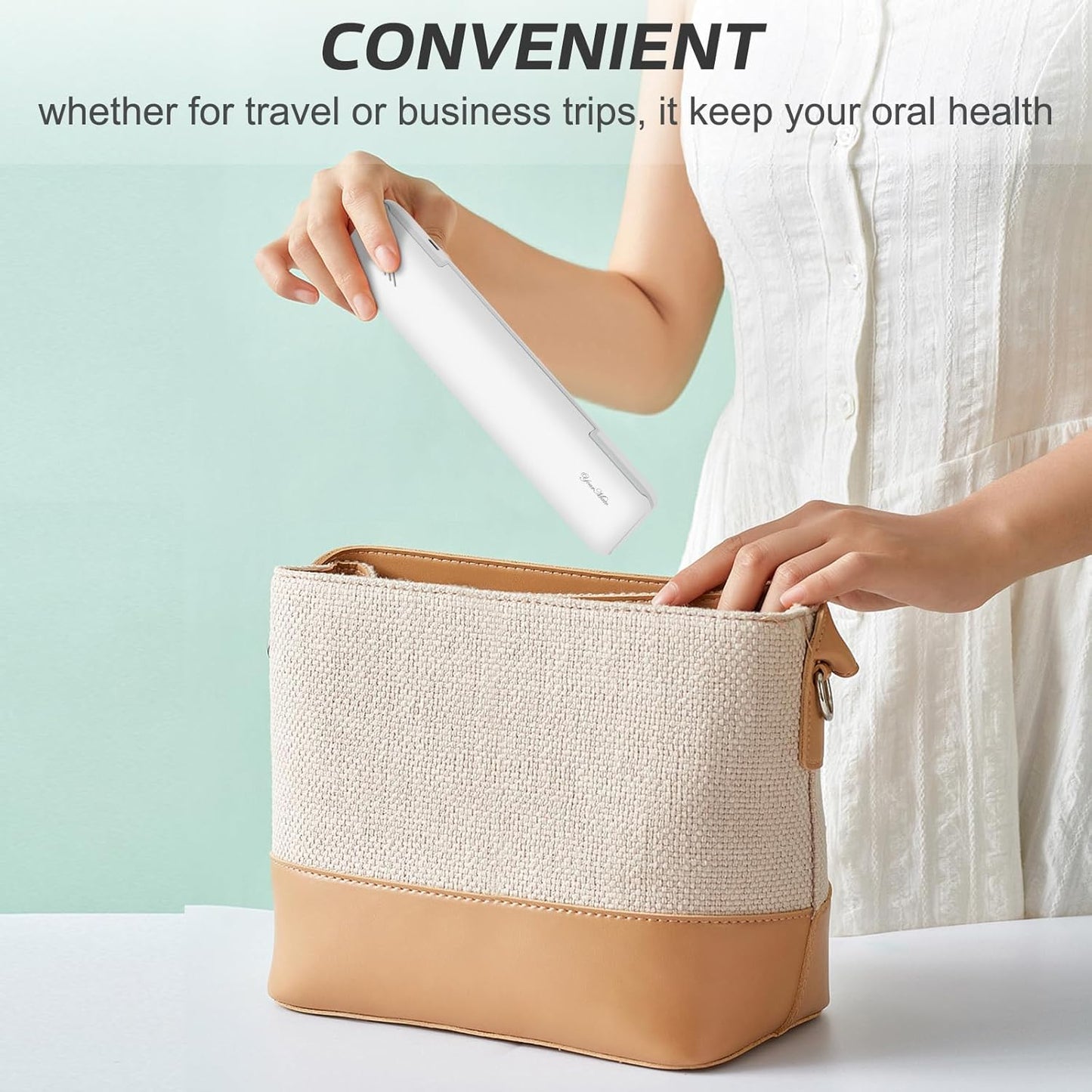 YourMate UVC Toothbrush Case Travel Toothbrush Covers Case for Houshold and Traveling Power by AA Battery or USB-C Cord White