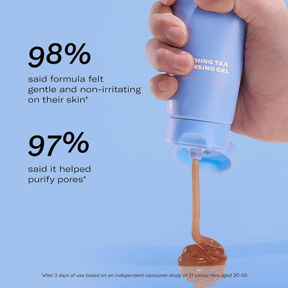 Then I Met You Soothing Tea Cleansing Gel, Hydrating Water-Based Face Cleanser with Fermented Rice Water & Green Tea, Vegan & Clean Skincare, 3.38 oz