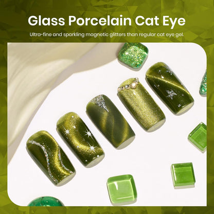 Beetles Olive Green Cat Eye Gel Nail Polish, 15ML Holographic Glitter Magnetic Soak Off UV Nail Art Manicure Gifts for Women