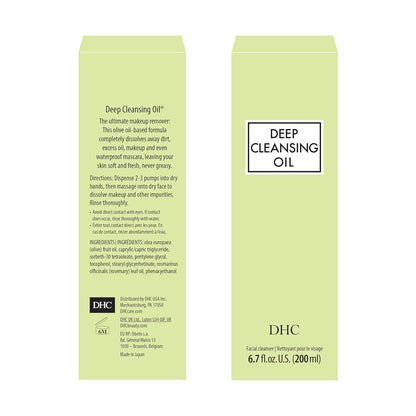 DHC Deep Cleansing Oil and Travel Size, Facial Cleansing Oil, Makeup Remover, Cleanses without Clogging Pores, Residue-Free, Fragrance and Colorant Free, For All Skin Types, 6.7 oz and 1 oz