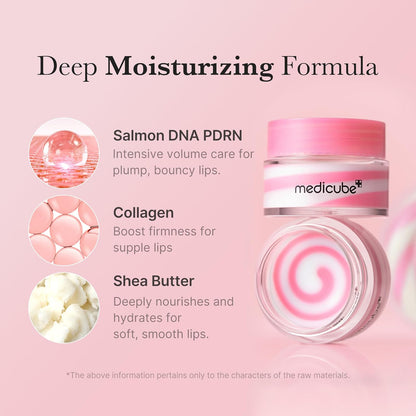 medicube PDRN lip sleeping mask glow balm | Salmon PDRN, Collagen, Shea Butter for Softer Lips, Long-lasting Moisture, Overnight and daily lip care, Korean Skincare 0.35 oz.